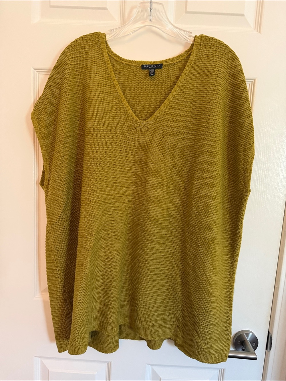 Eileen Fisher Olive Green V-Neck Knit Sweater